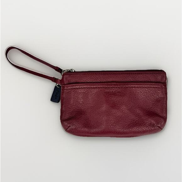 Coach Handbags - Coach F51683 Crimson Pebbled Leather Park Medium Wristlet SV Red Burgundy